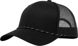 Trucker Baseball Hats for Women Men, Adjustable Mesh Snapback Cap with Brim Cord Decoration, Black, Grey, Blue