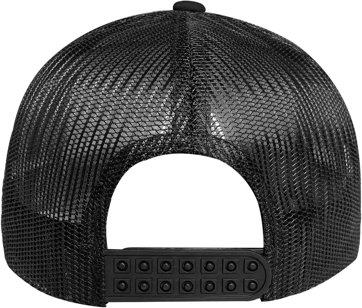 Trucker Baseball Hats for Women Men, Adjustable Mesh Snapback Cap with Brim Cord Decoration, Black, Grey, Blue
