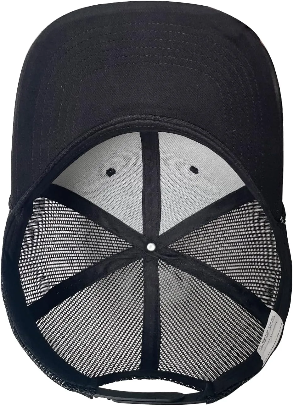 Trucker Baseball Hats for Women Men, Adjustable Mesh Snapback Cap with Brim Cord Decoration, Black, Grey, Blue
