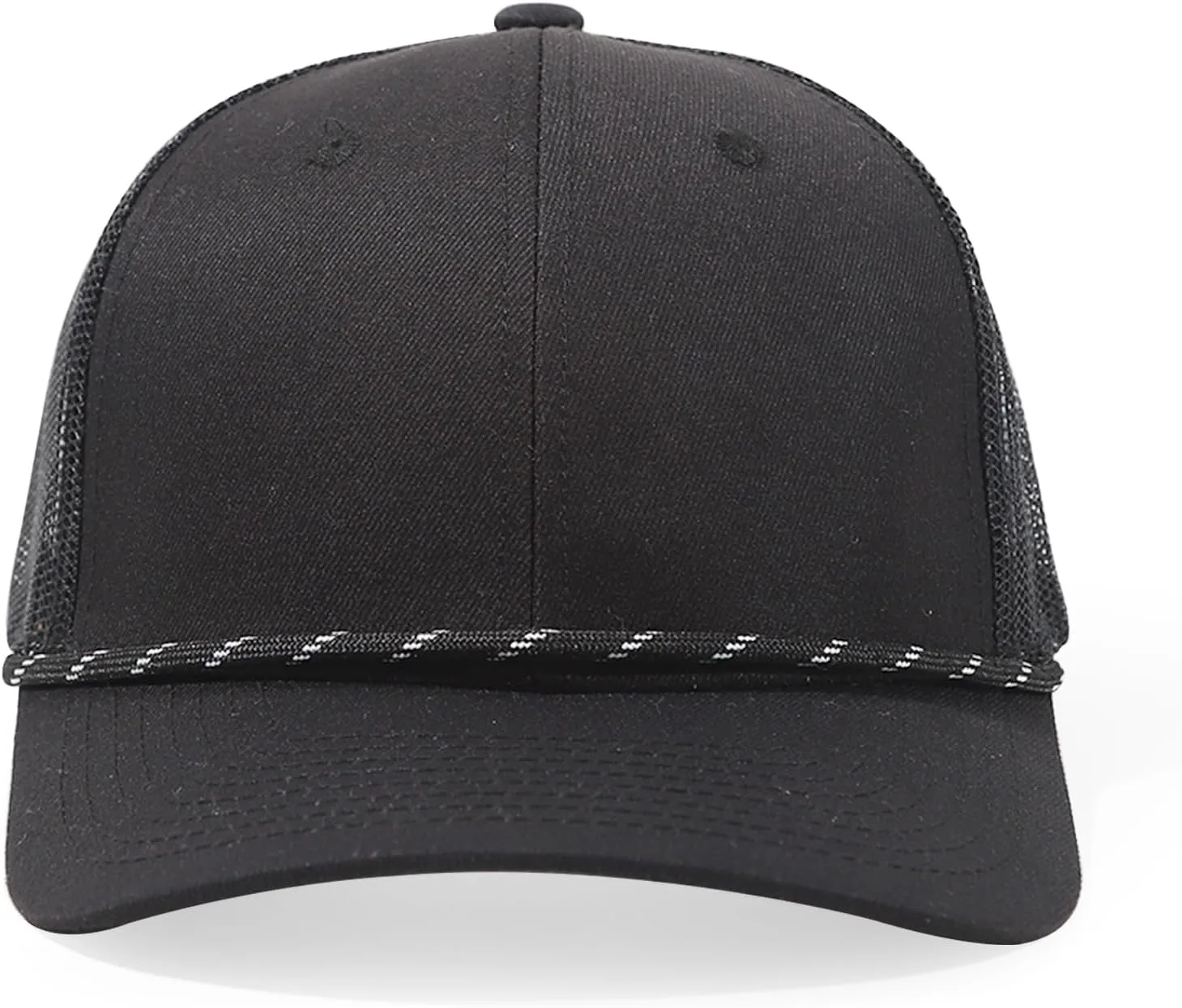 Trucker Baseball Hats for Women Men, Adjustable Mesh Snapback Cap with Brim Cord Decoration, Black, Grey, Blue