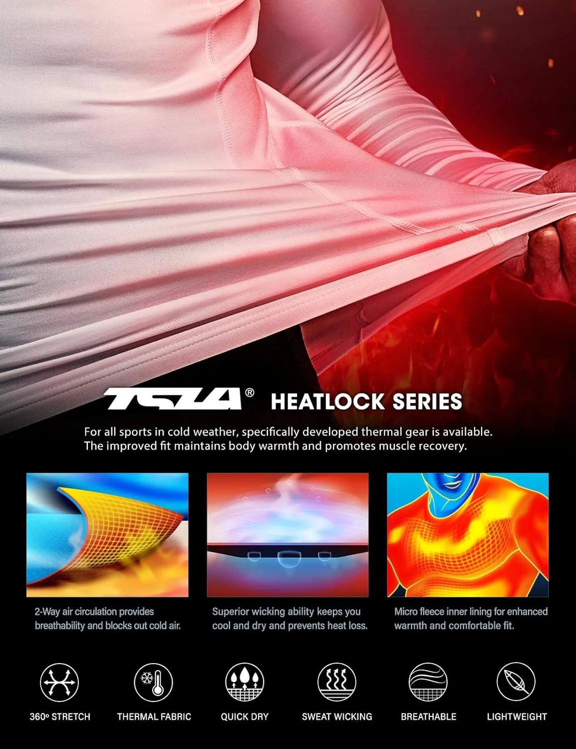 TSLA Men's Thermal Long Sleeve Compression Shirts, Mock/Turtleneck Winter Sports Running Base Layer Top