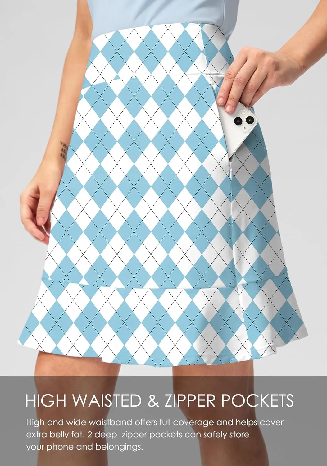 Viodia 20" Knee Length Skorts Skirts for Women with Pockets High Waisted Athletic Tennis Golf Skort for Casual Summer